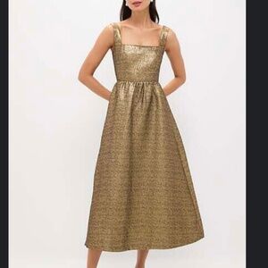Tuckernuck Gold Textured Jacquard Esme Dress